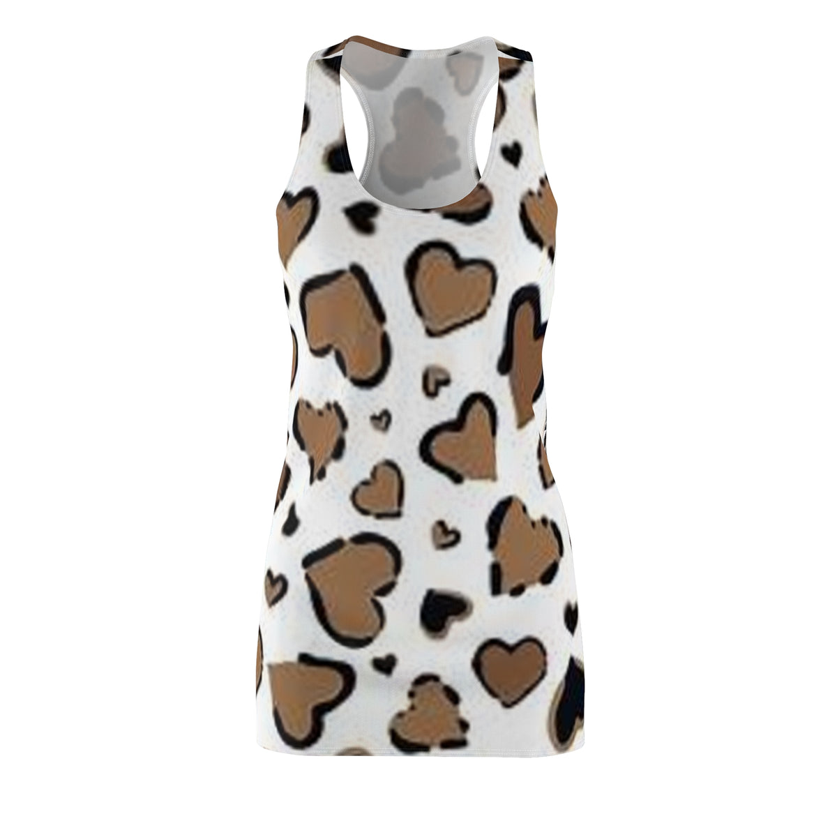 Heart Leopard Racerback Dress — Brown & White AOP Summer Sundress