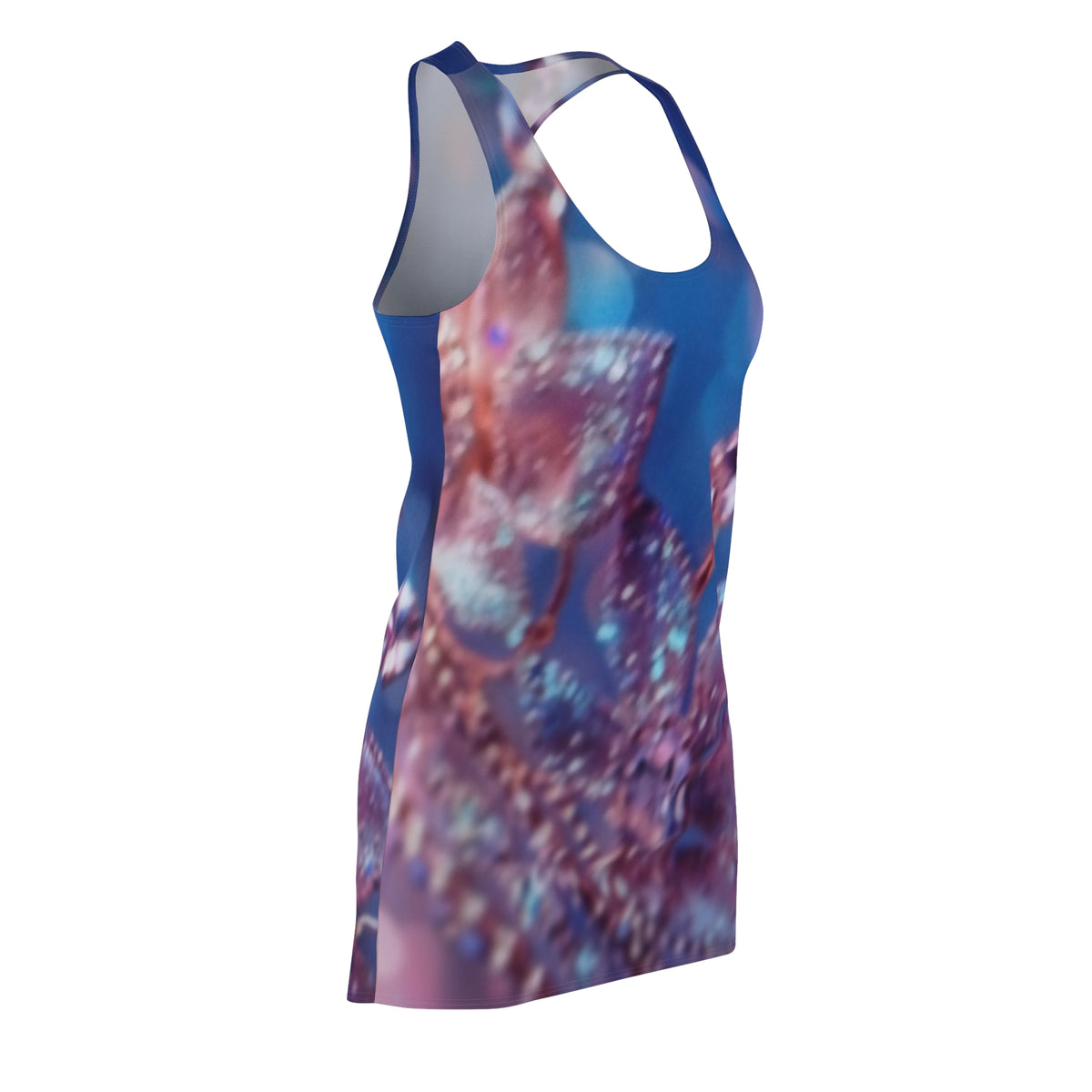 Racerback Dress — Dreamy Blue-Purple Floral Abstract All-Over Print