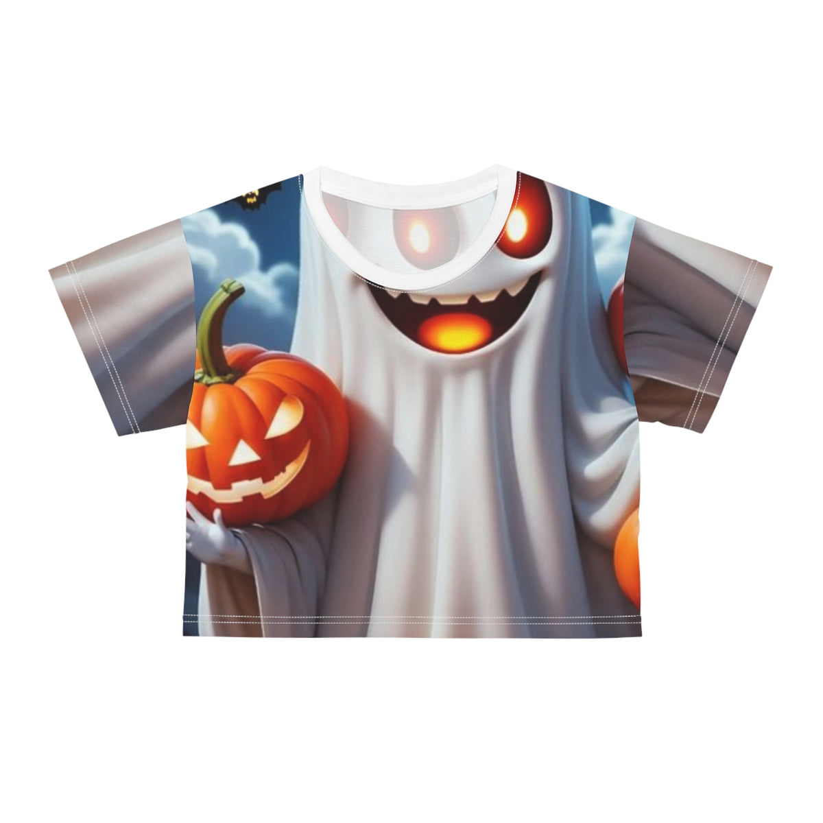 Halloween Ghost & Pumpkin Crop Tee