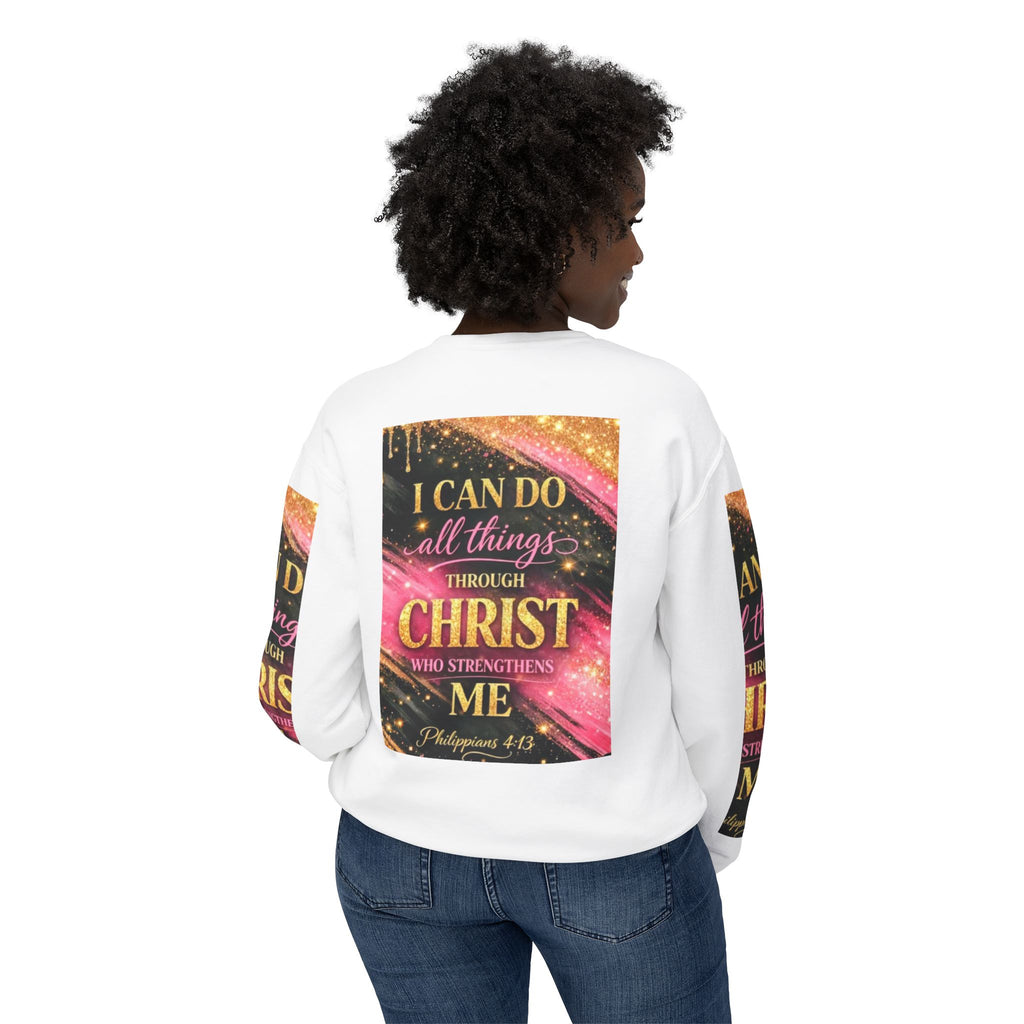 Philippians 4:13 Christian Crewneck Sweatshirt — "I Can Do All Things Through Christ" Inspirational