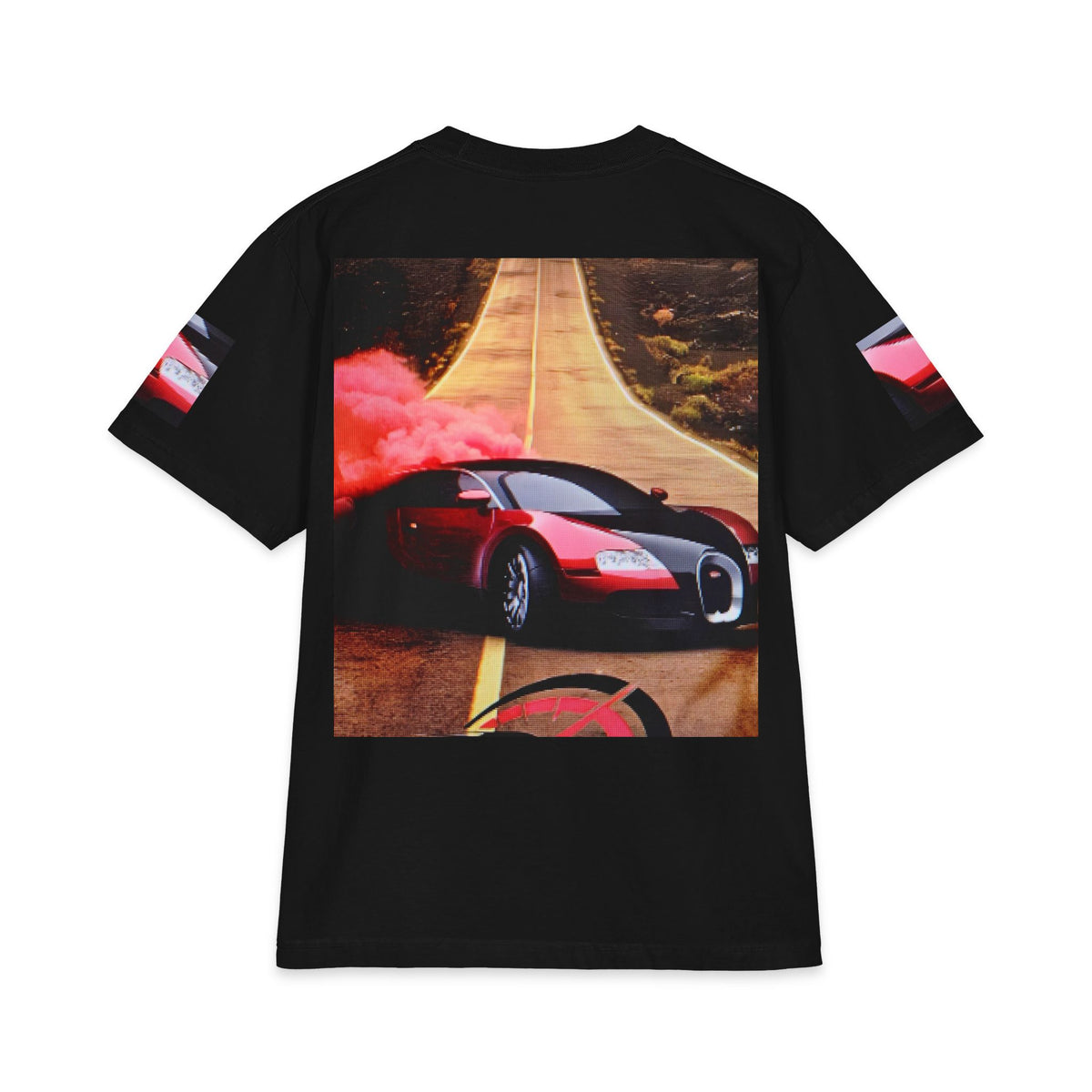 Sports Car Drift Tee — Red Smoke Road Graphic T-Shirt