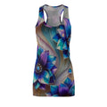 Blue Purple Floral Racerback Dress — All-Over Print Lotus Design