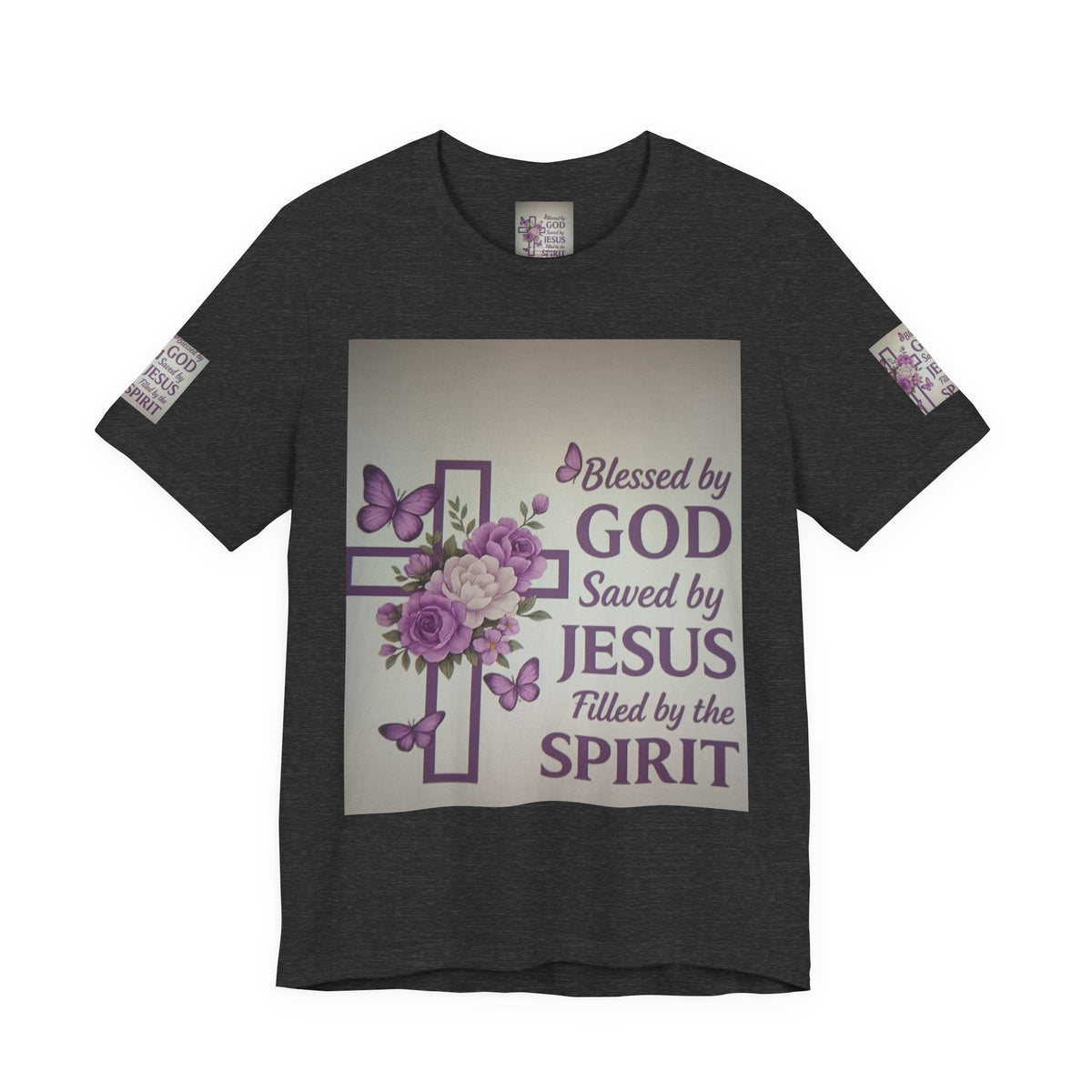 Blessed by God Christian T-Shirt — "Blessed by God, Saved by Jesus, Filled by the Spirit"