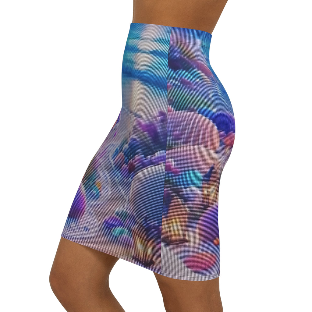 Women's Mid-Waist Pencil Skirt (AOP)