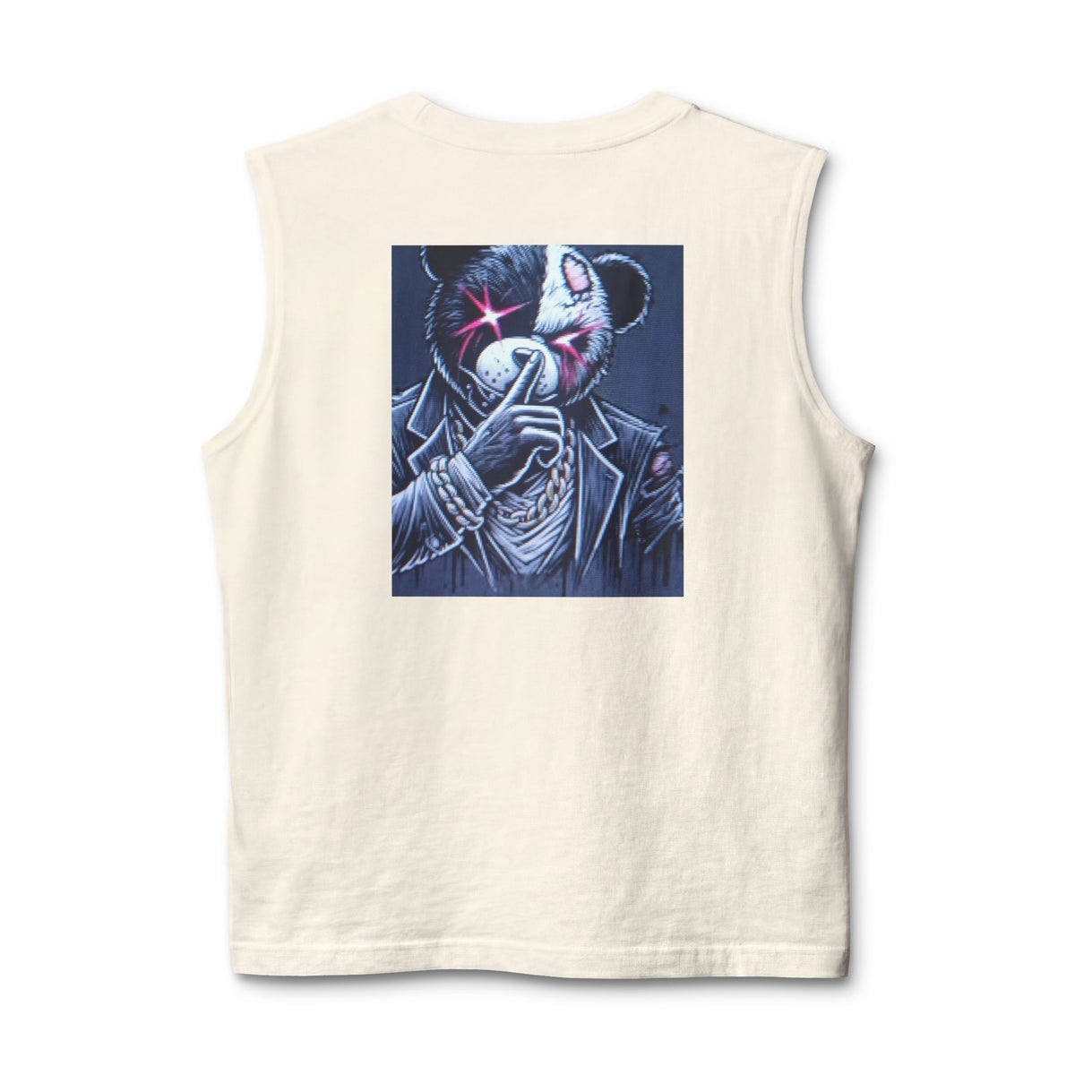 Mystery Bear Mask Muscle Tank — Dark Neon Graphic Tank Top