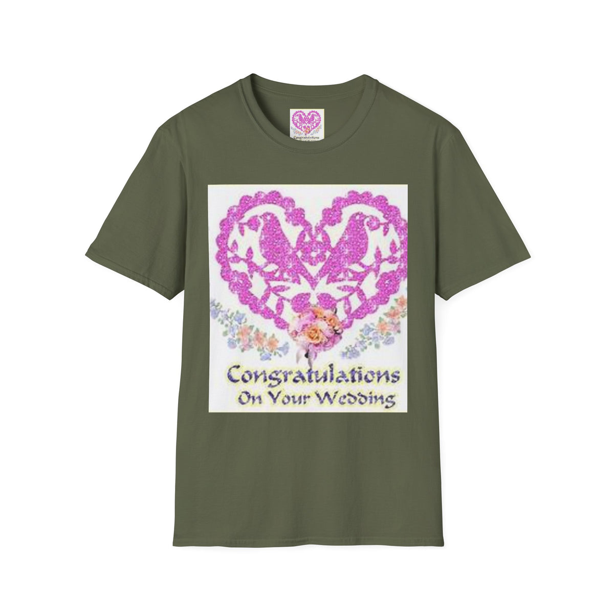 Wedding Congratulations T-Shirt — Pink Glitter Heart Design