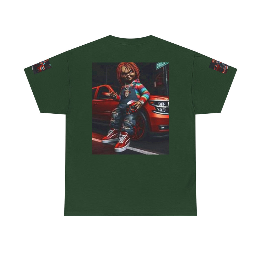 Horror Chucky Graphic Tee — Retro Red Car Street-Chill T-Shirt