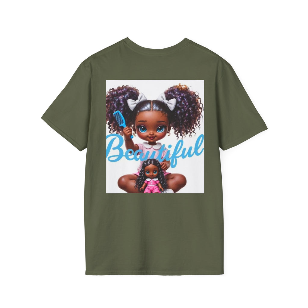 T-Shirt — "Beautiful" Cute Curly-Haired Doll Illustration Tee