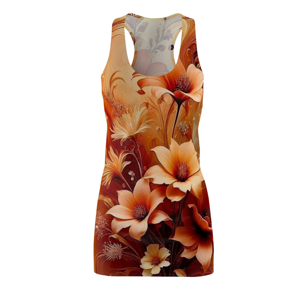 Floral Racerback Dress — Warm Autumn Bloom All-Over Print