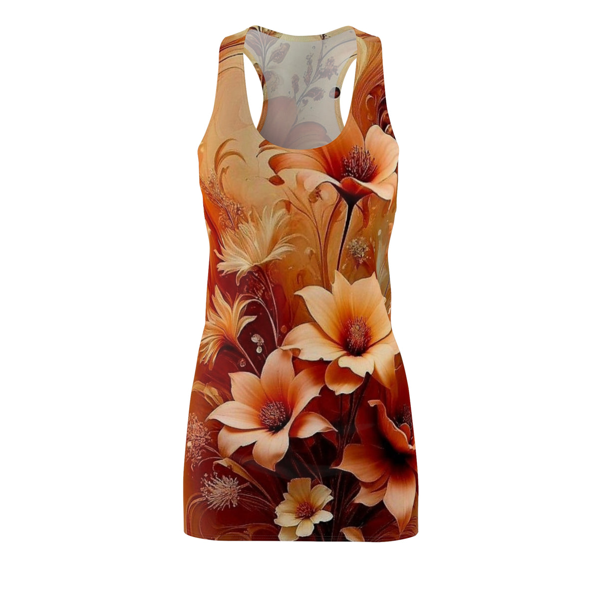 Floral Racerback Dress — Warm Autumn Bloom All-Over Print