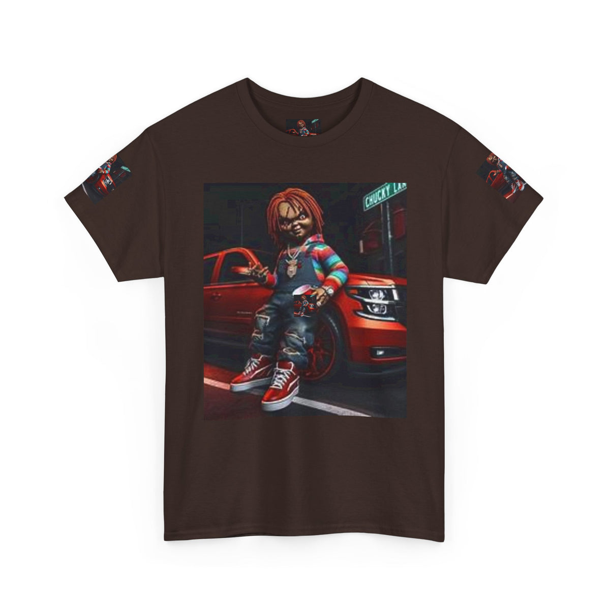 Horror Chucky Graphic Tee — Retro Red Car Street-Chill T-Shirt