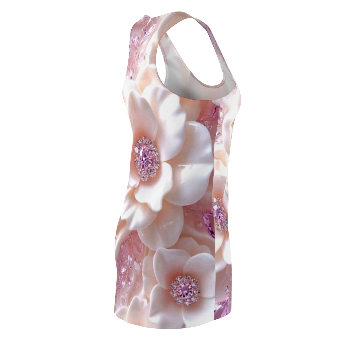 Floral Pink Crystal Racerback Dress — All-Over Print