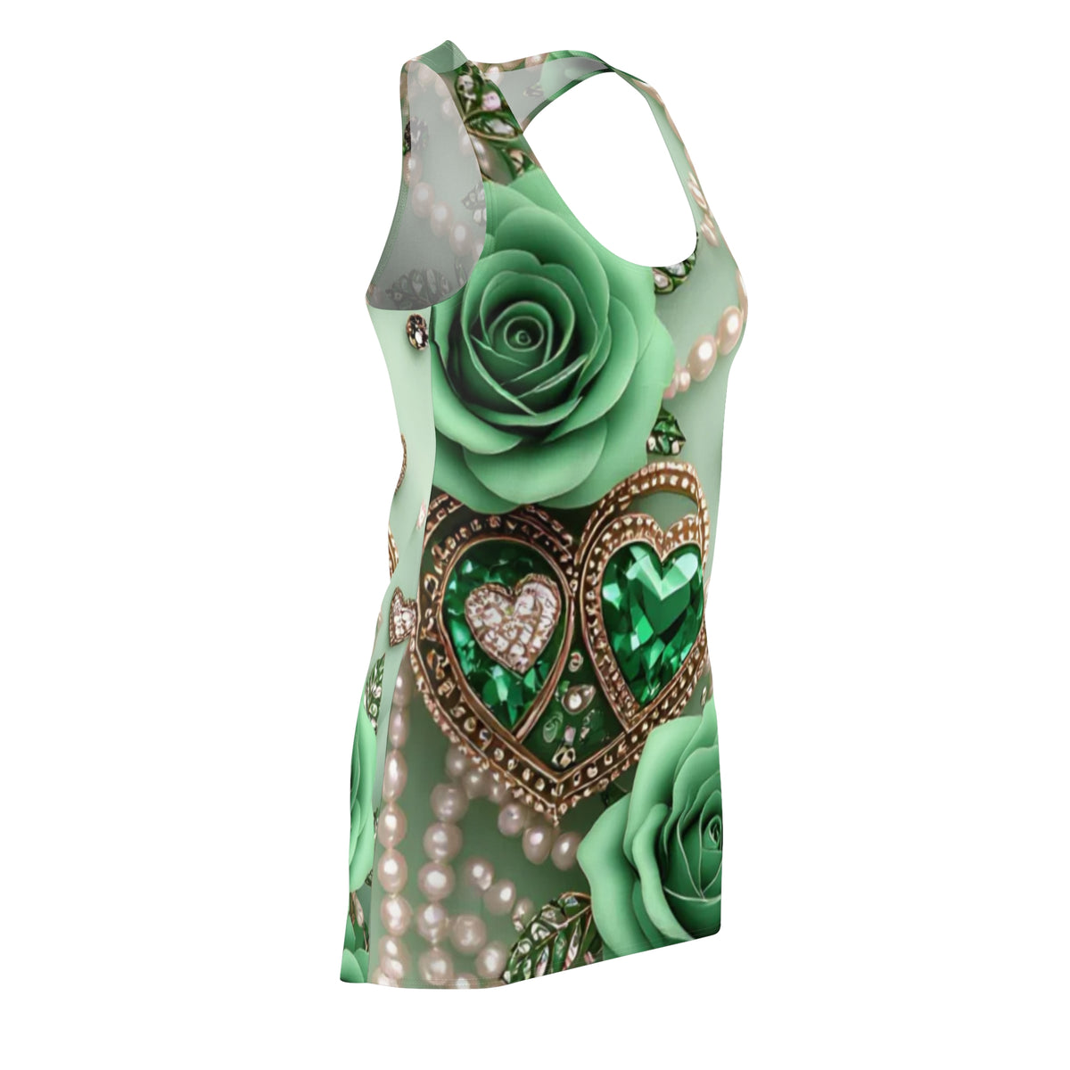 Racerback Dress — Emerald Rose Jewel Print