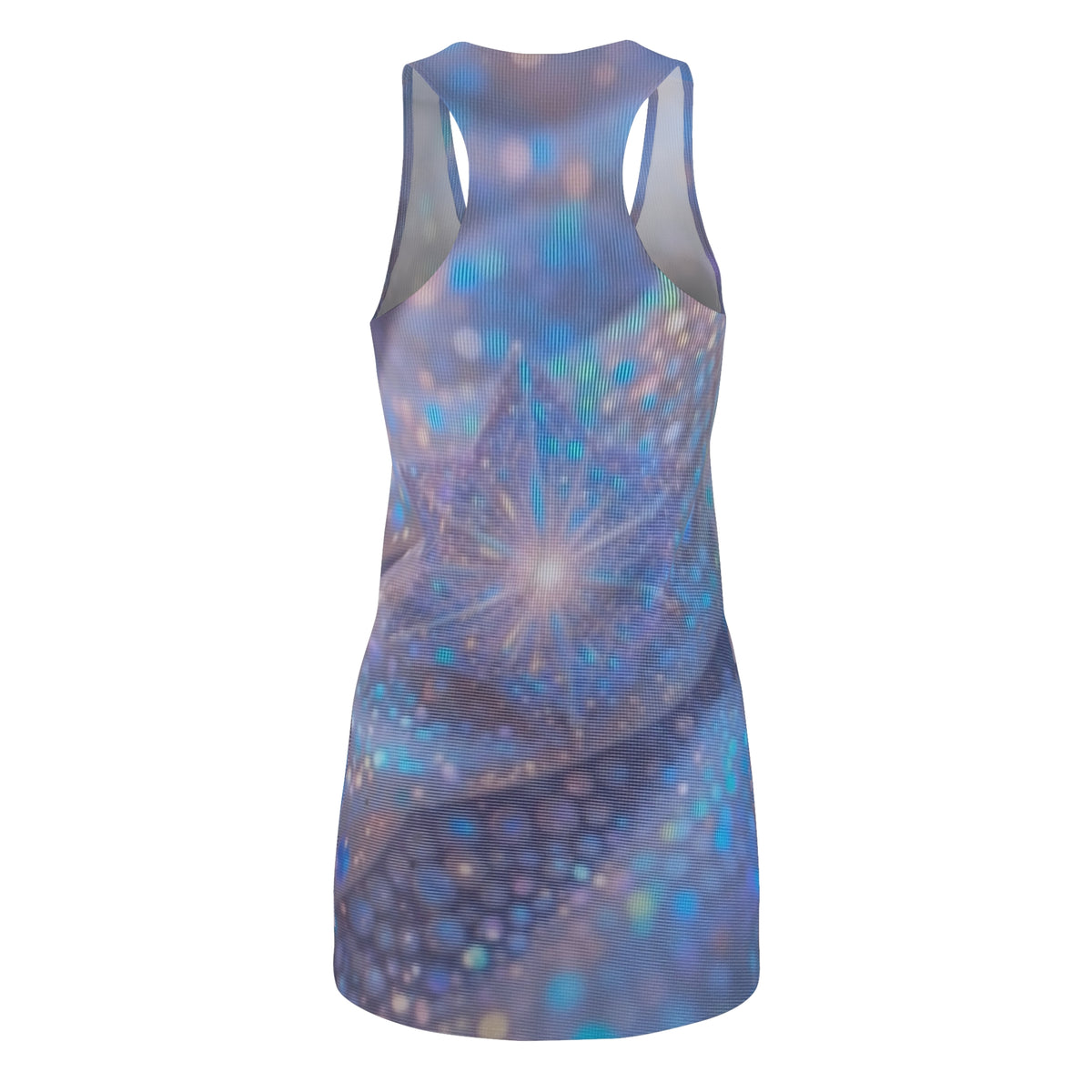 Blue Starburst Racerback Dress — Ethereal Galaxy Print Women's Dress