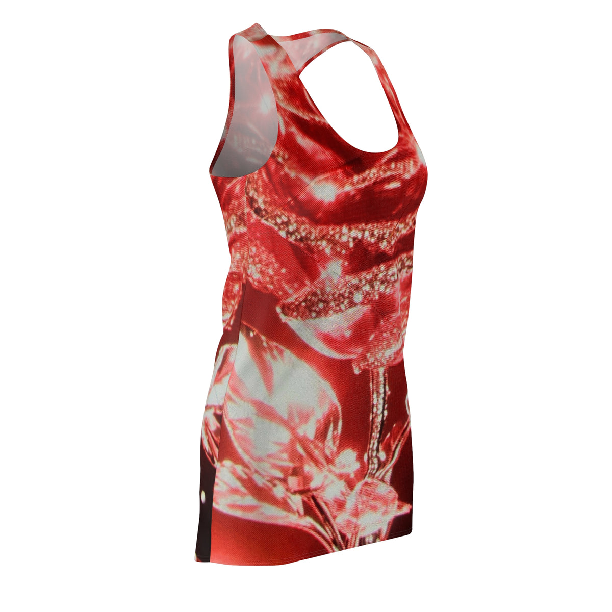 Racerback Dress — Red Rose Glitter Bloom All-Over Print