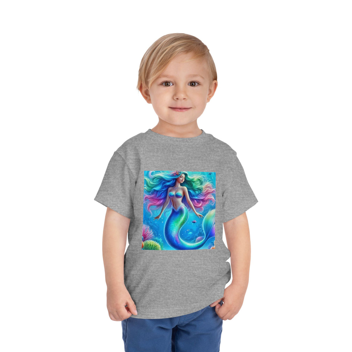 Toddler Mermaid Tee — Colorful Rainbow Sea Princess Short Sleeve Shirt