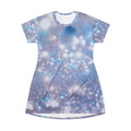 Blue Bokeh T‑Shirt Dress — Sparkling Light All-Over Print