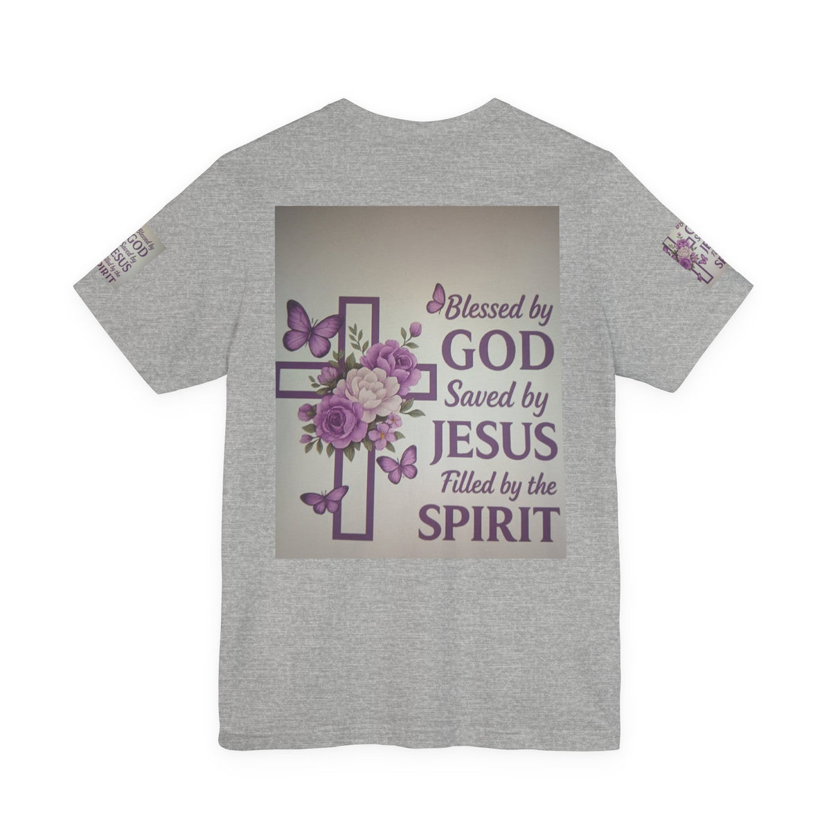 Blessed by God Christian T-Shirt — "Blessed by God, Saved by Jesus, Filled by the Spirit"