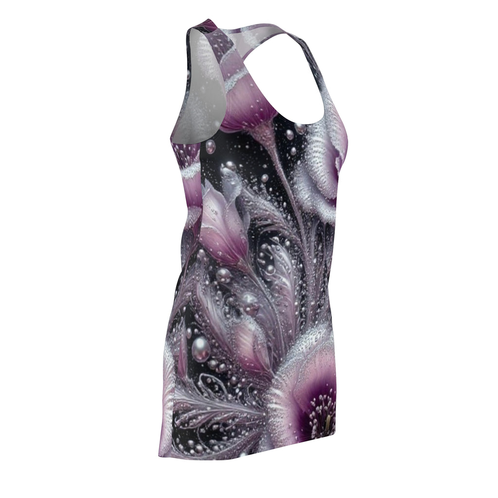 Floral Dream Racerback Dress — Purple Waterdrop Blossom All-Over Print