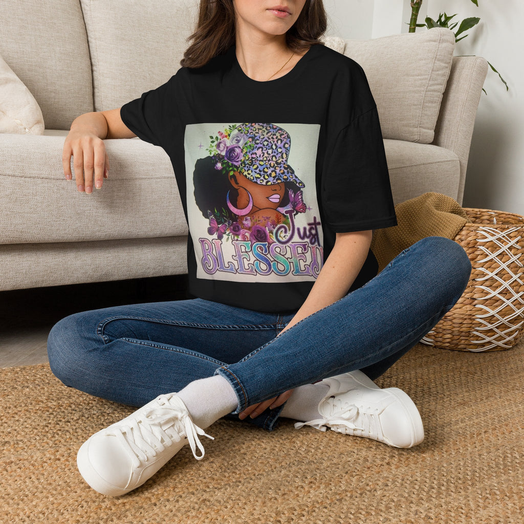 Just Blessed Afro Floral Tee