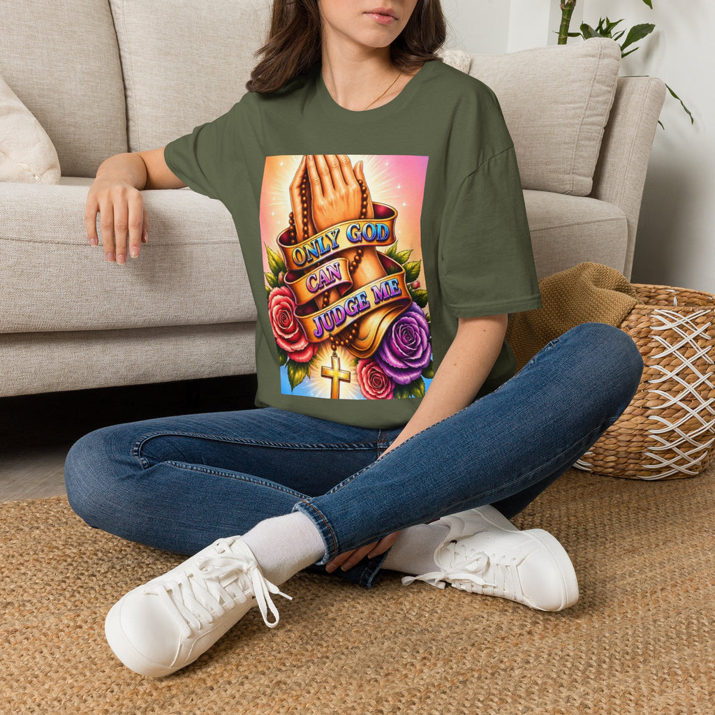 T-Shirt — "Only God Can Judge Me" Praying Hands Religious Tee
