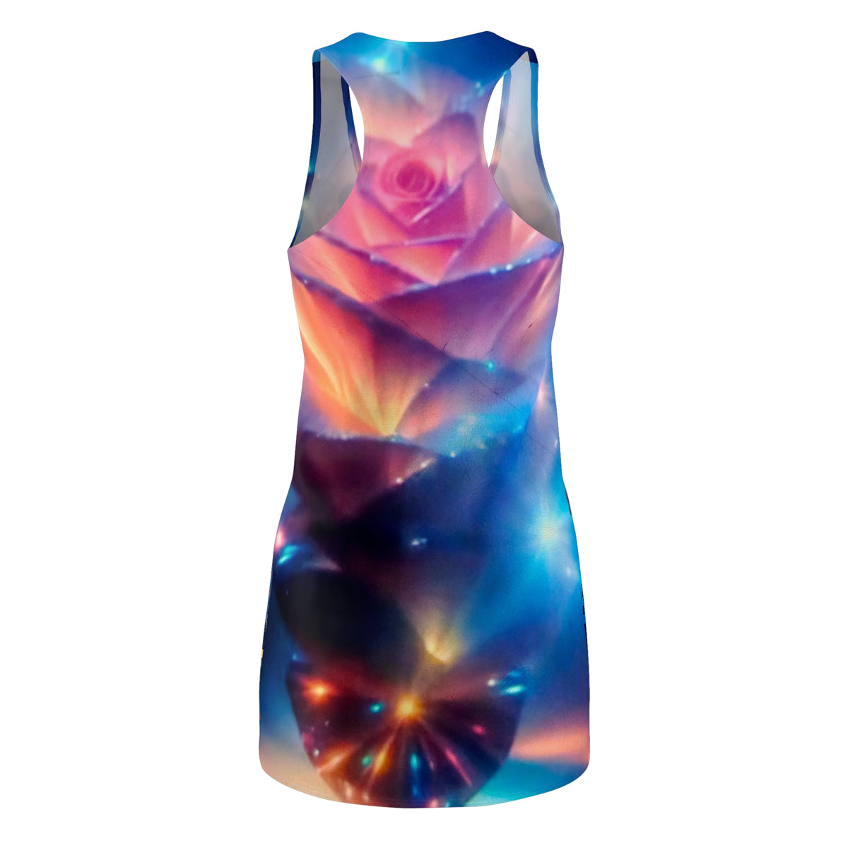 Galaxy Rose Racerback Dress — Vibrant Cosmic Floral AOP