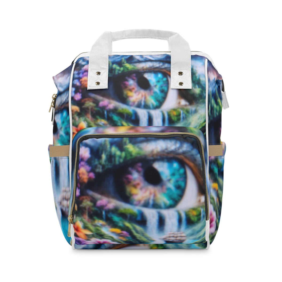 Diaper Backpack – Colorful Waterfall Eye Print Multifunctional Baby Bag
