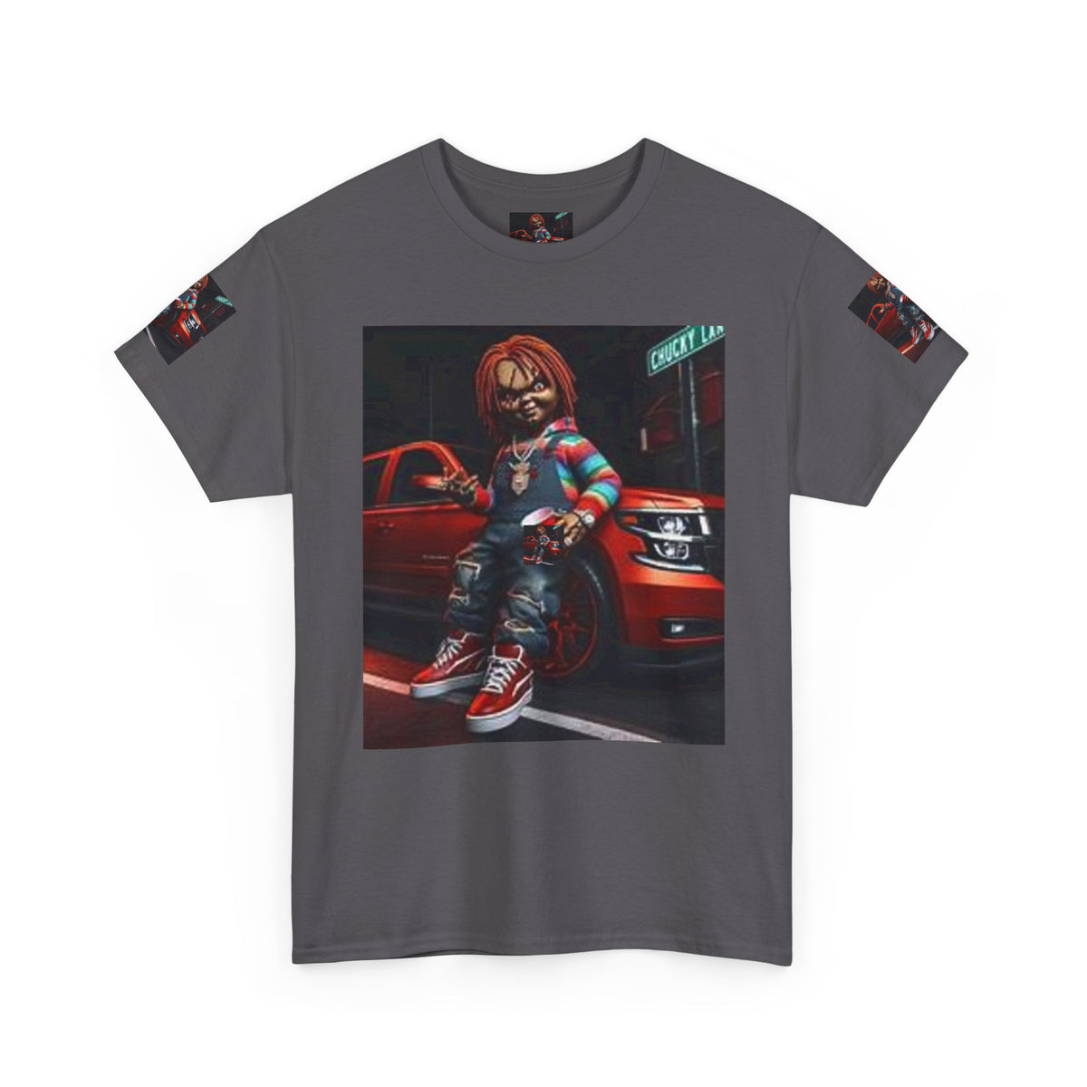 Horror Chucky Graphic Tee — Retro Red Car Street-Chill T-Shirt