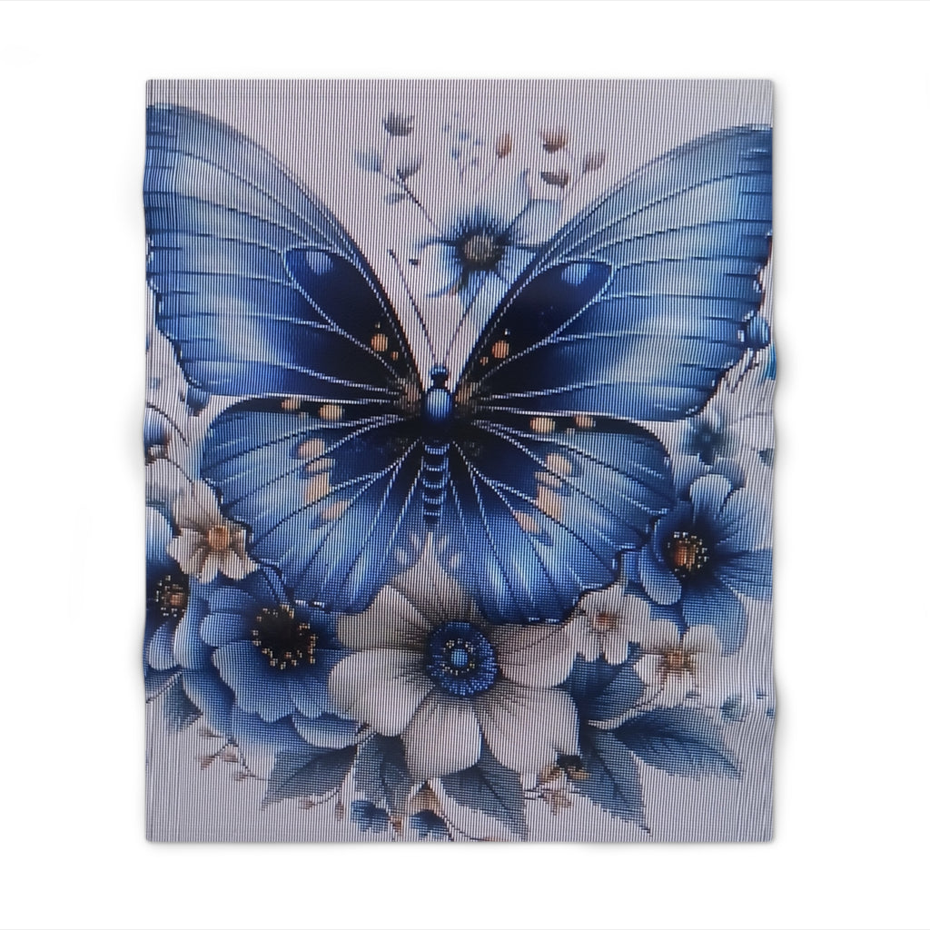 Blue Butterfly Floral Throw Blanket — Cozy Decorative Bedroom & Living Room Accent