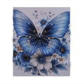 Blue Butterfly Floral Throw Blanket — Cozy Decorative Bedroom & Living Room Accent