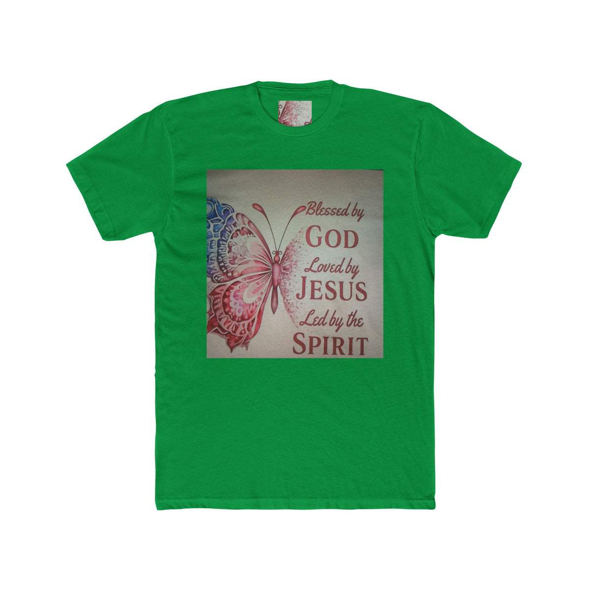 Blessed by God Butterfly Tee — "Blessed by God, Loved by Jesus, Led by the Spirit" Christian T-Shirt
