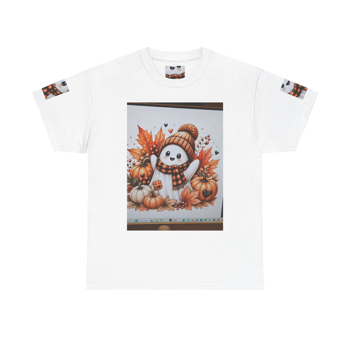 Autumn Snowman Tee — Cute Fall Pumpkin & Leaves Graphic Shirt