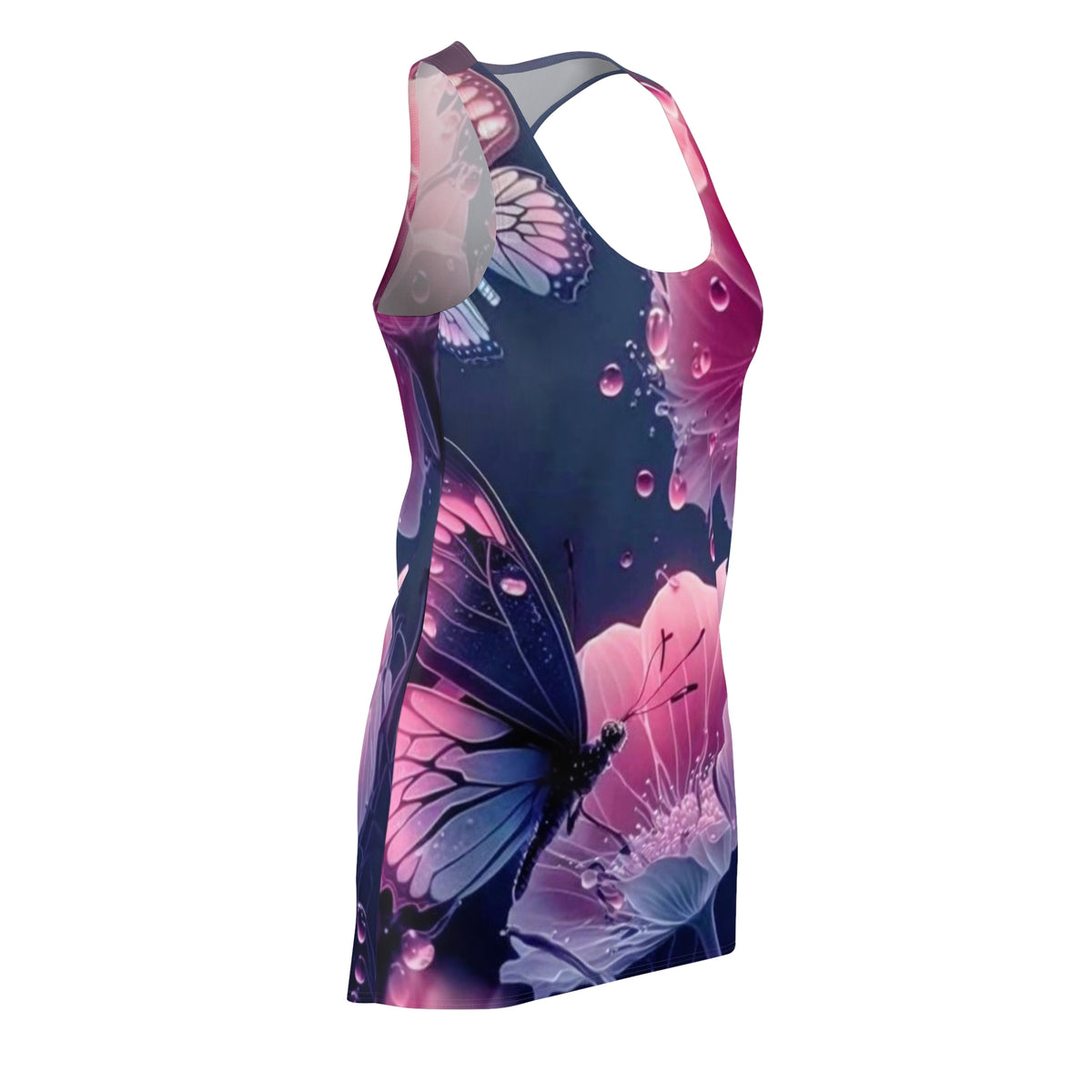 Butterfly Blossom Racerback Dress — Pink Floral AOP