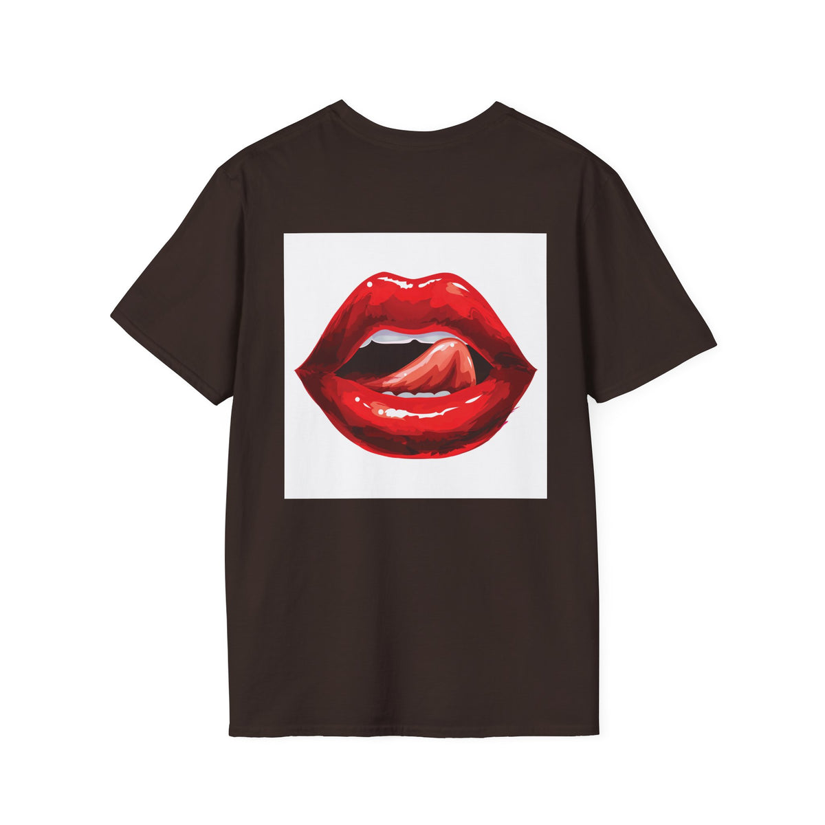 Graphic Tee — Glossy Red Lips Tongue-Out Design