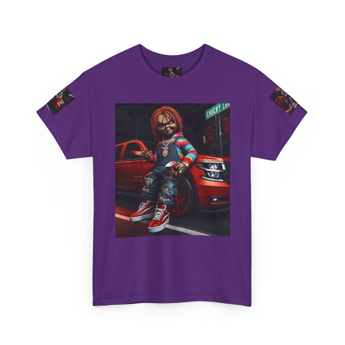 Horror Chucky Graphic Tee — Retro Red Car Street-Chill T-Shirt