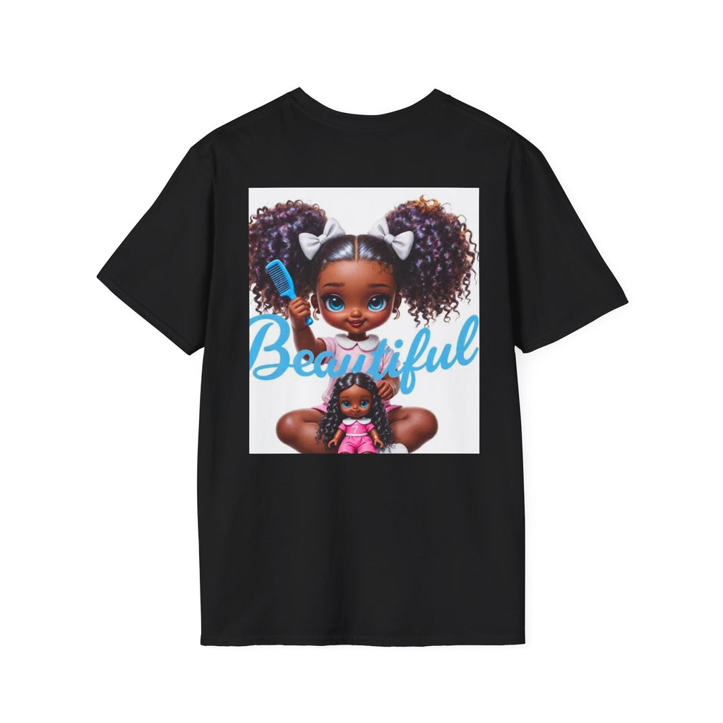 T-Shirt — "Beautiful" Cute Curly-Haired Doll Illustration Tee