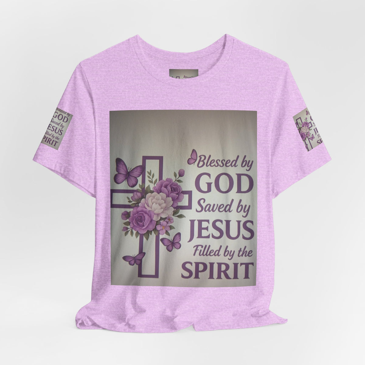 Blessed by God Christian T-Shirt — "Blessed by God, Saved by Jesus, Filled by the Spirit"