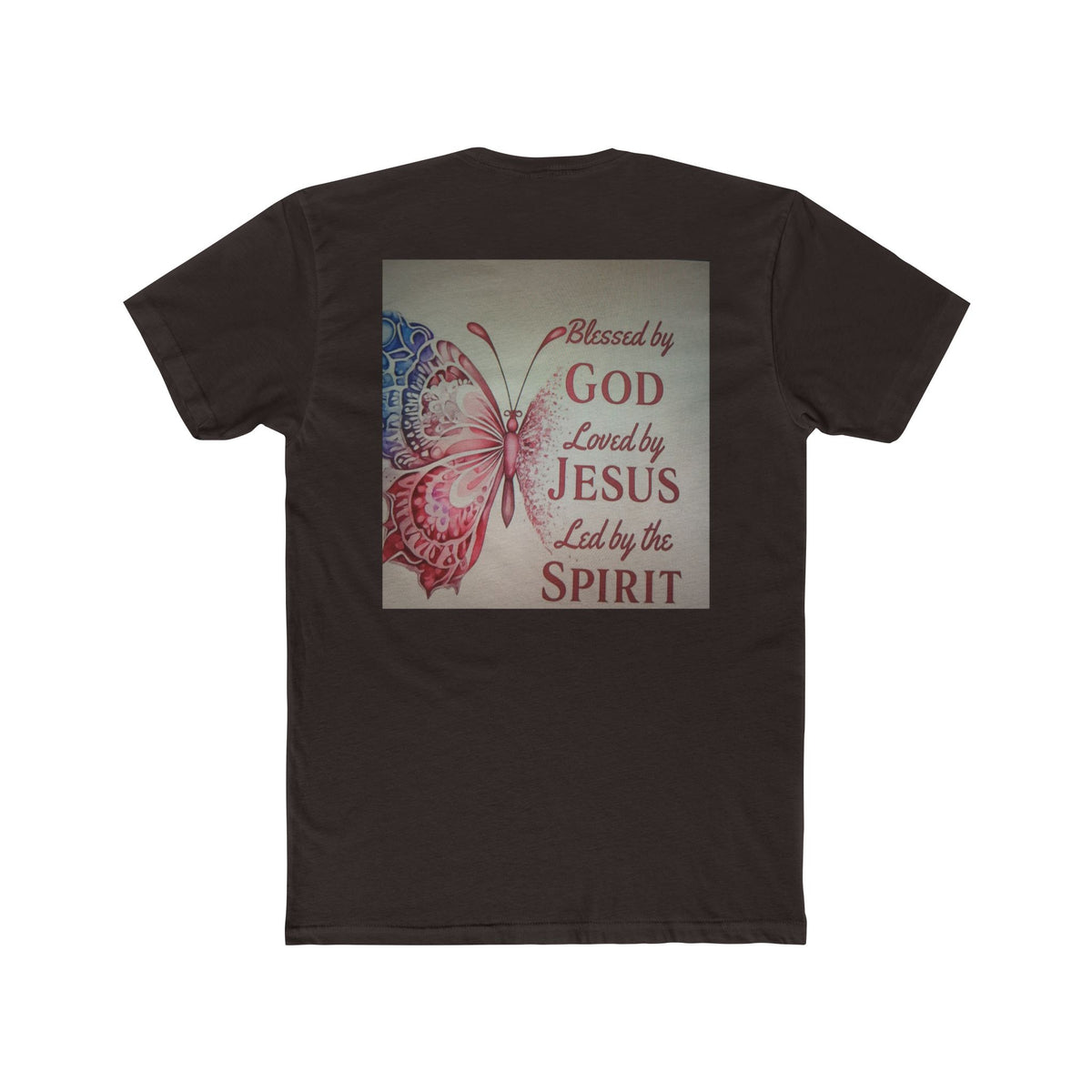 Blessed by God Butterfly Tee — "Blessed by God, Loved by Jesus, Led by the Spirit" Christian T-Shirt