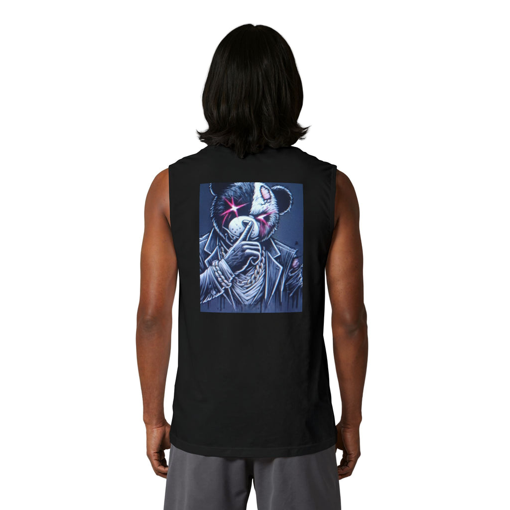 Mystery Bear Mask Muscle Tank — Dark Neon Graphic Tank Top