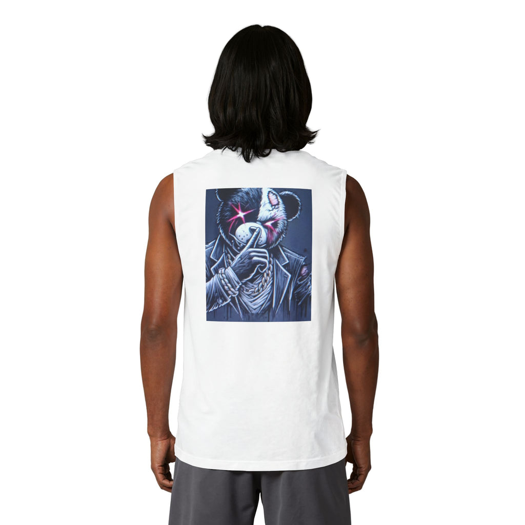 Mystery Bear Mask Muscle Tank — Dark Neon Graphic Tank Top