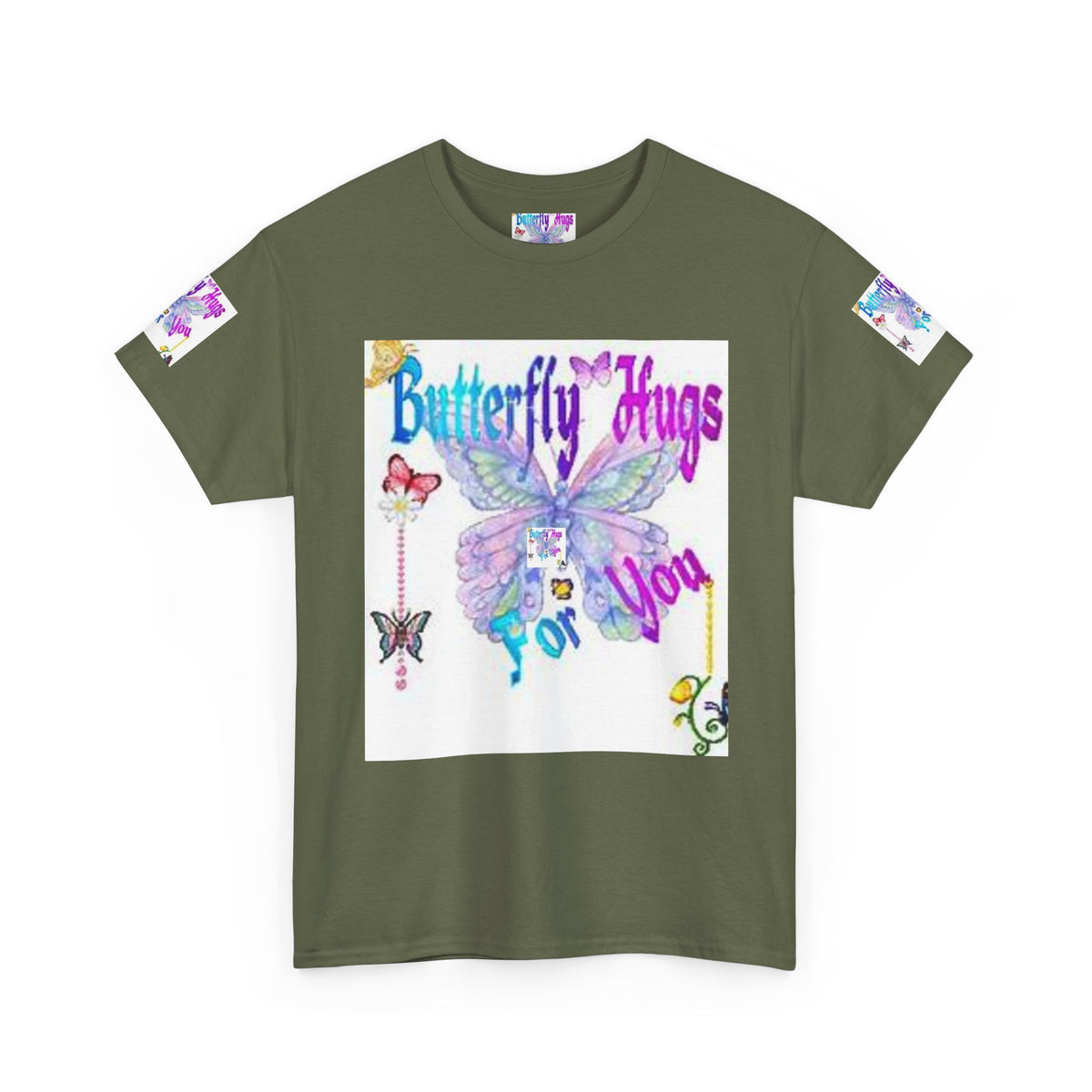 Butterfly Hugs Tee — Pastel Butterfly Graphic Shirt with "Butterfly Hugs For You"