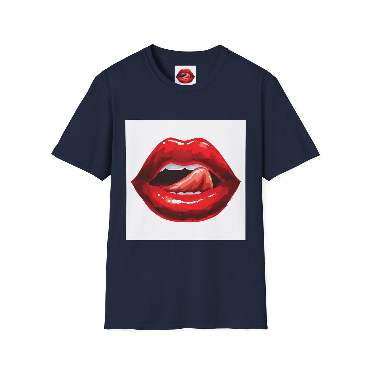 Graphic Tee — Glossy Red Lips Tongue-Out Design
