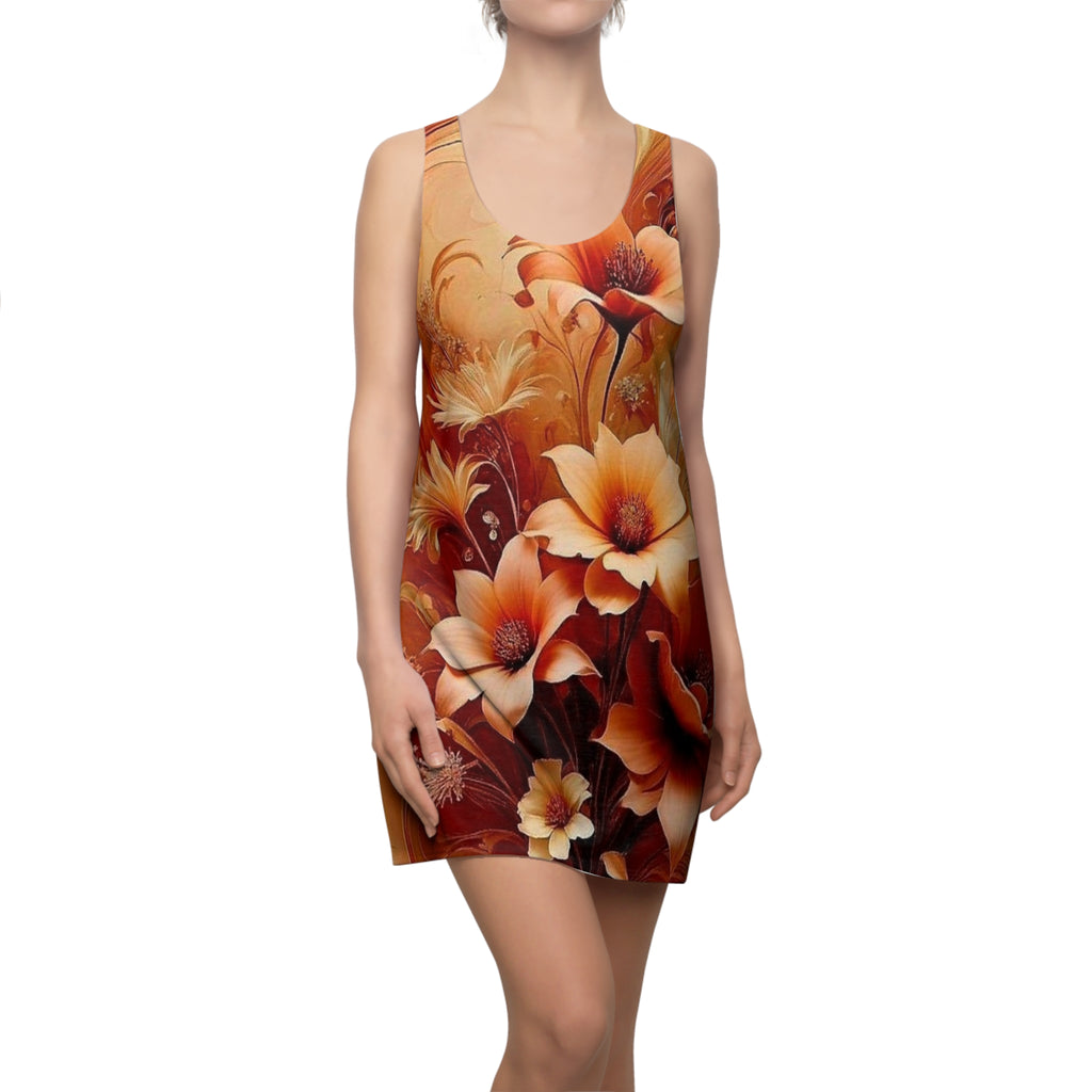 Floral Racerback Dress — Warm Autumn Bloom All-Over Print