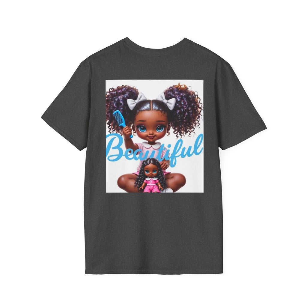 T-Shirt — "Beautiful" Cute Curly-Haired Doll Illustration Tee
