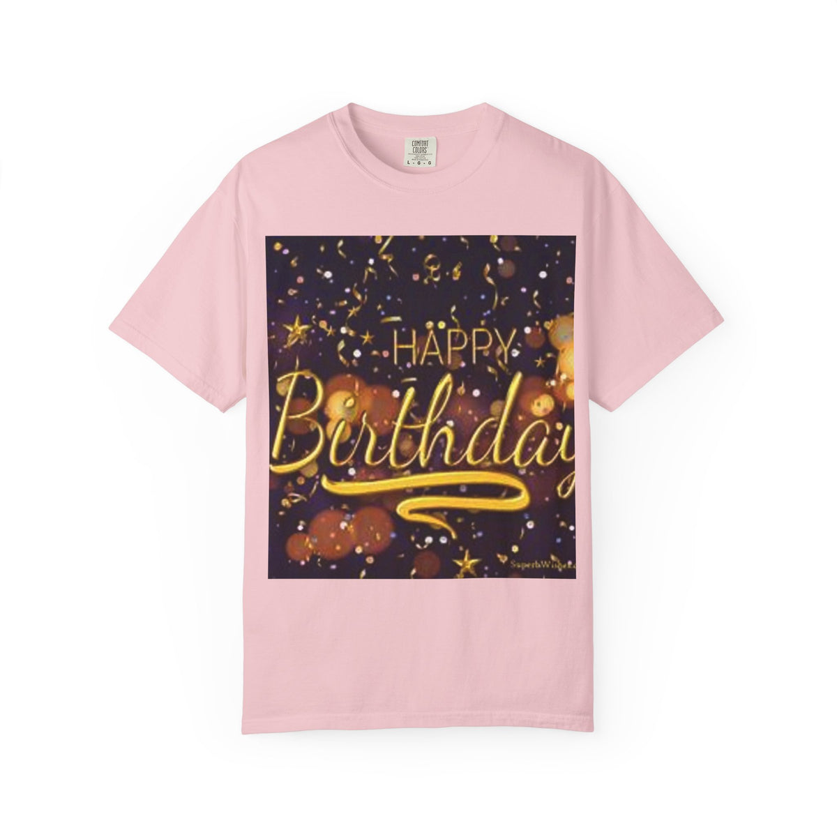 Birthday T-Shirt — Gold Confetti "Happy Birthday" Tee