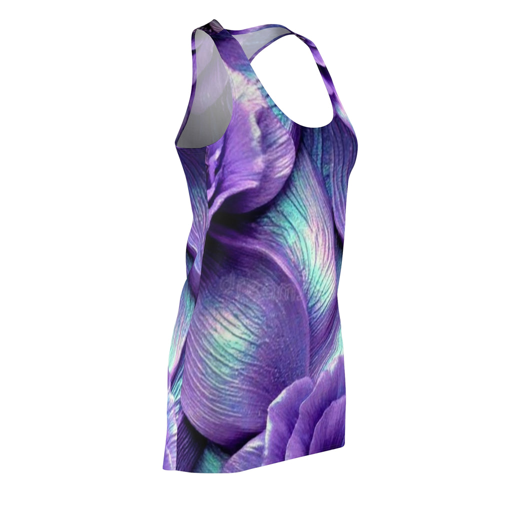 Purple Floral Racerback Dress — Vibrant All-Over Print Summer Dress
