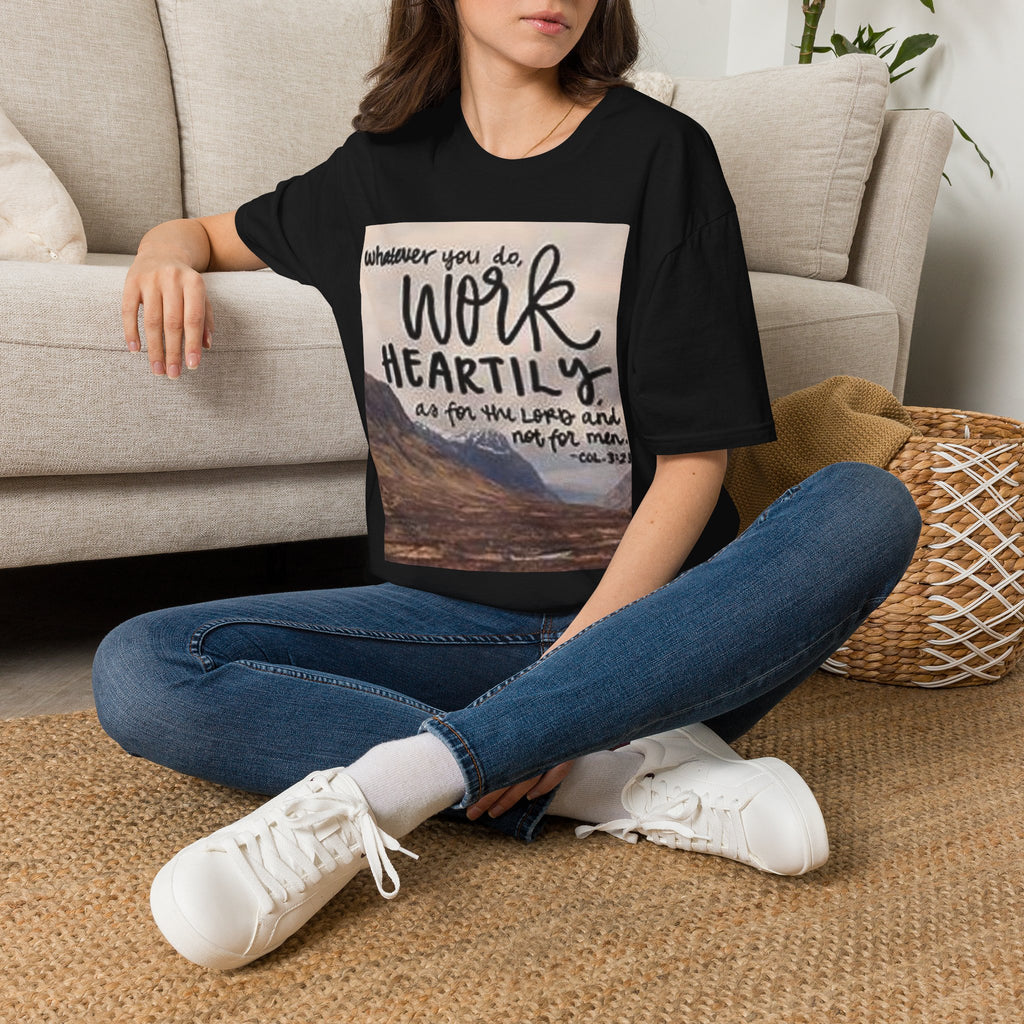 Work Heartily T-Shirt — Inspirational Christian Verse Tee (Colossians 3:23)