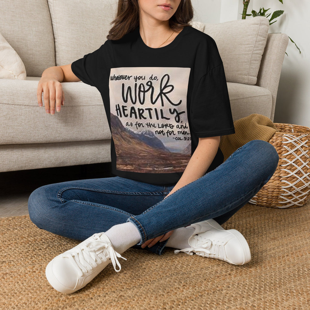 Work Heartily T-Shirt — Inspirational Christian Verse Tee (Colossians 3:23)