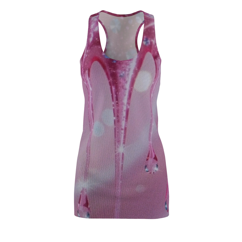 Pink Crystal Drop Racerback Dress — Sparkle Bokeh All-Over Print