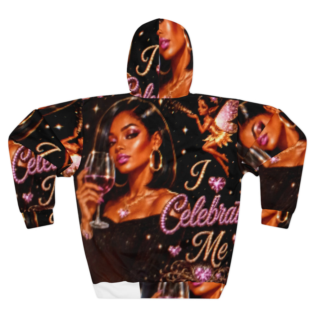 Celebrate Me Hoodie — Glamorous Wine Glass All-Over Print Pullover